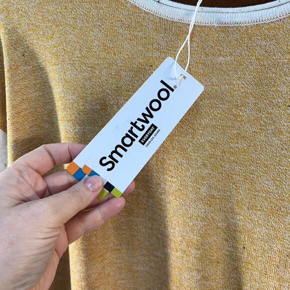 Smartwool Shadow Pine Colorblock Sweater Top Women's XS Honey Gold Wool NEW NWT - Picture 6 of 9